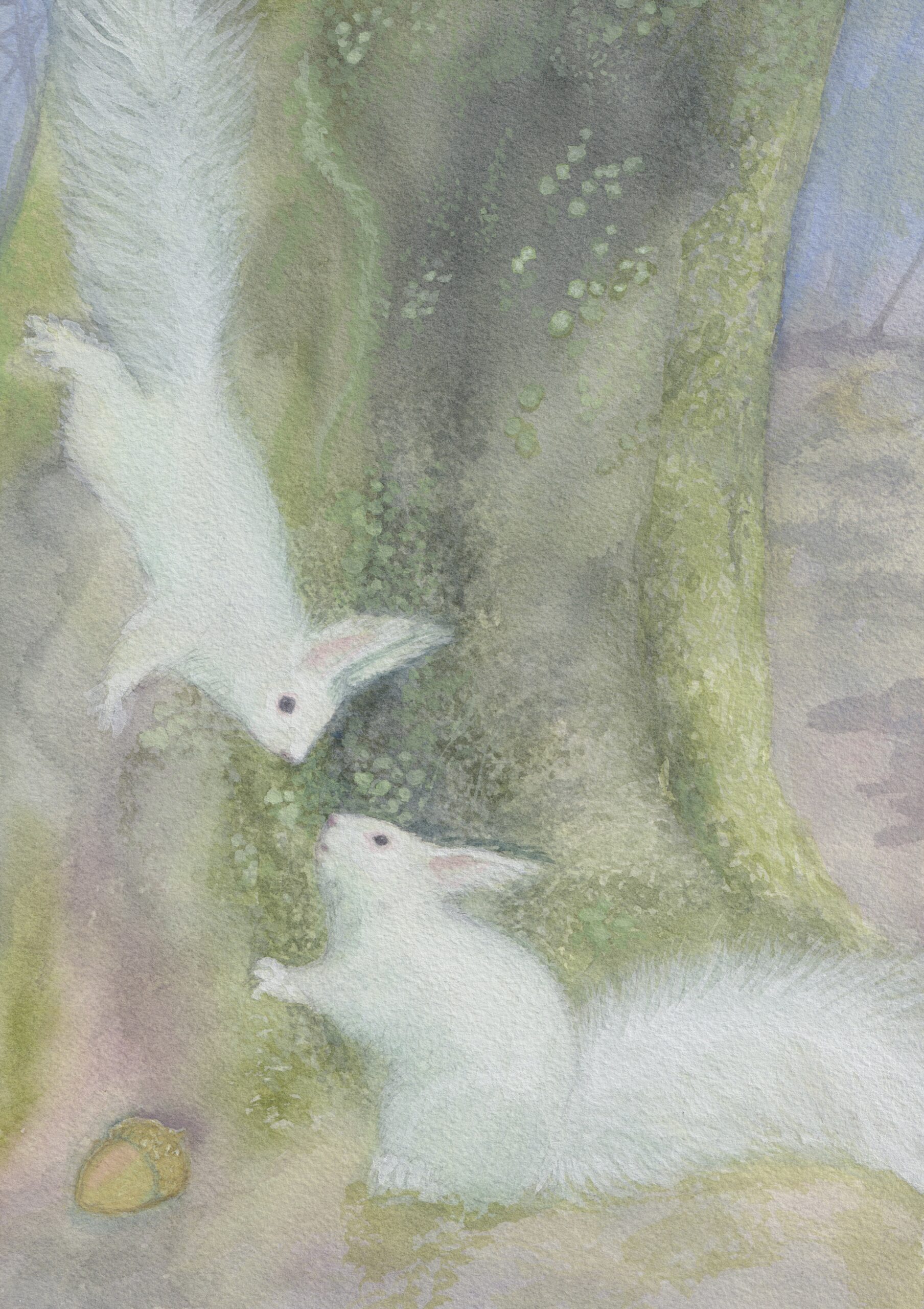 Watercolour painting titled Left in the Moss