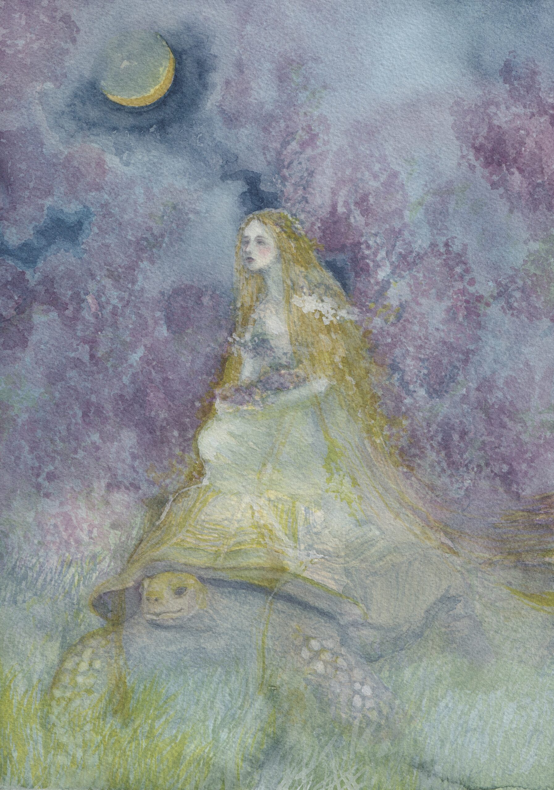 Watercolour painting titled Through the Forest of Lilacs