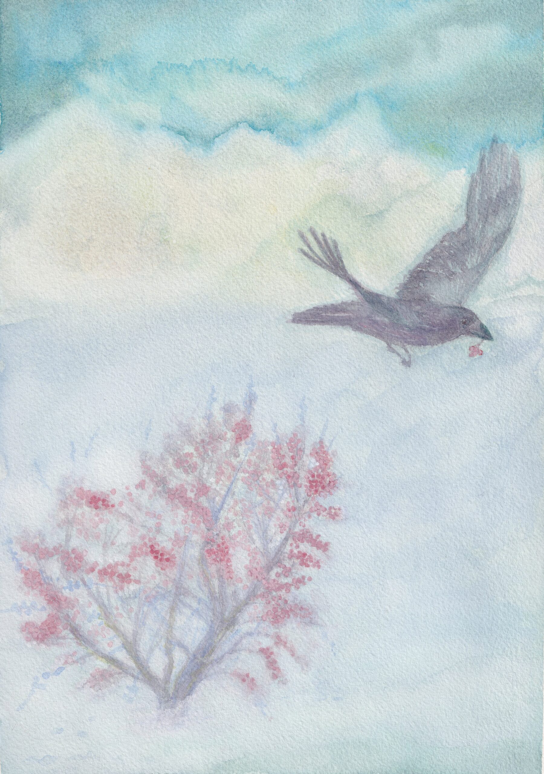 Watercolour painting titled Into Silence